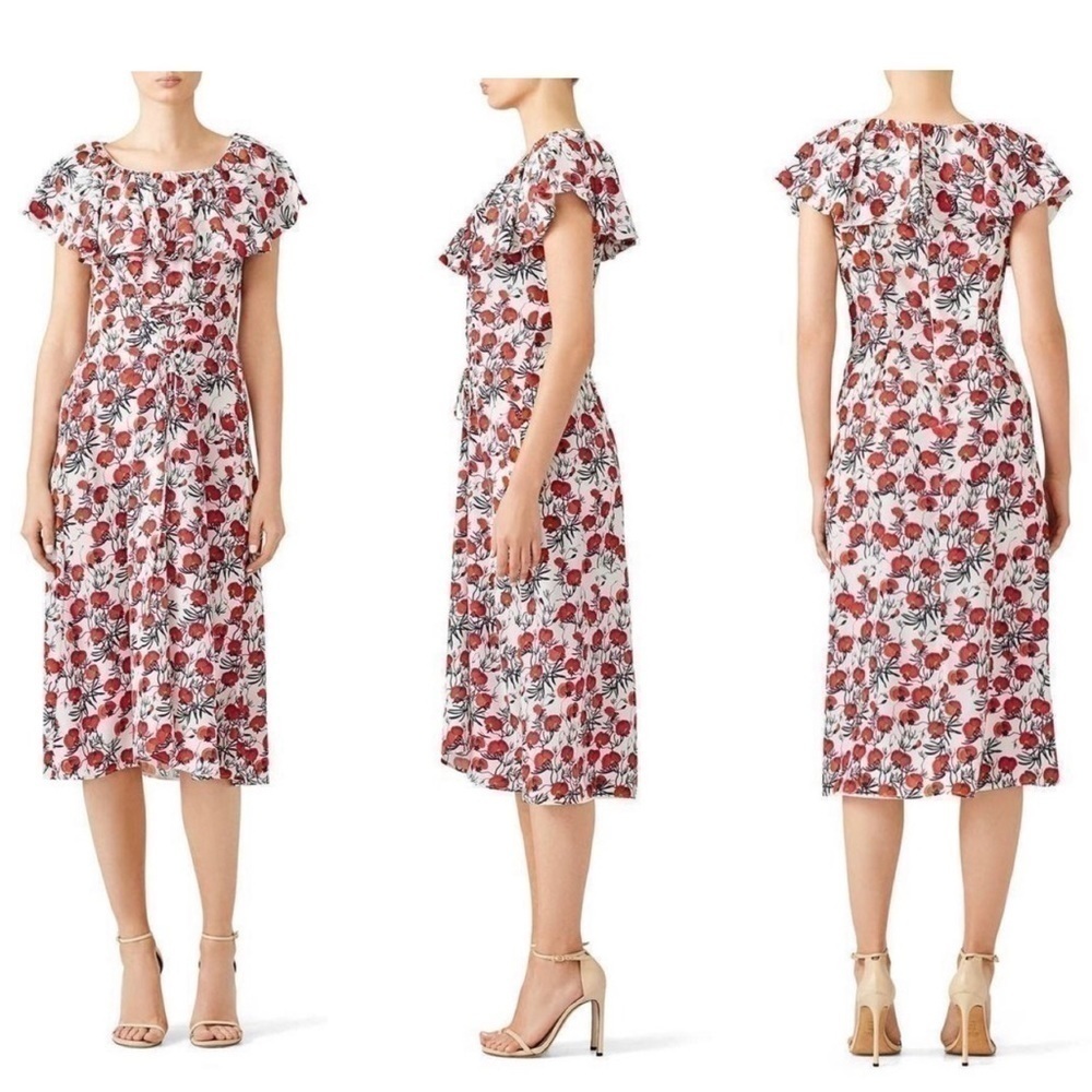 DELFI COLLECTIVE Floral Lake Midi Length Corset-style Lace-up Dress Size: M